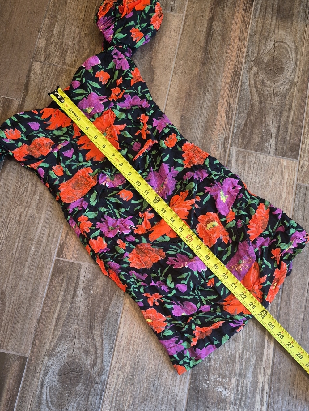 Zara Floral Off-the-Shoulder Short Puff Sleeve Fully Lined Mini Dress, XS - Picture 7 of 14
